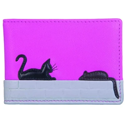 Image of Mala Leather Cat and Mouse Collection Travel Card/Season Ticket Holder 689TC_95 Pink