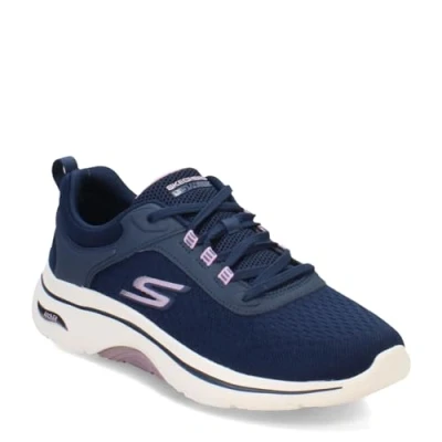 Image of Skechers Performance GO WALK ARCH FIT 2.0 LACE UP Walking trainers, Women&#039;s, Size: 6, Navy/lavender Textile/synthetics