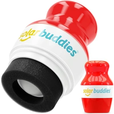 Image of Solar Buddies Sunscreen Applicator Single Red Refillable Roll on Sponge Sunscreen, Suncream &amp; Lotion for Kids, Adults Families Holds 3.4fl oz, Perfect Size Travel