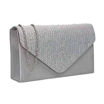 Image of SWANKYSWANS Womens Abby Diamante Envelope Style Bag Clutch Silver