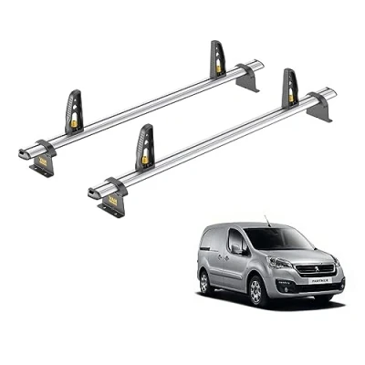 Image of Van Guard Roof Rack for Peugeot Partner (2008 2018) 2 Aluminium Bars with Loadstops [Note: Not Suitable Origin Models.] UltiBar Plus VG271