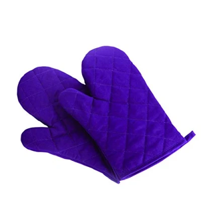 Image of Oven Baking Gloves Thick Heat Resistant Insulation Proof Cotton Glove Pot Holder Cooking Mitts Kitchen Essential 1 Pair NewPurple