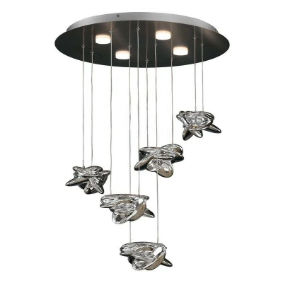 Image of Nido Ceiling Cluster Pendant 62cm Round 5 + 4 Lights 30W 20W LED 3000K, 4000lm, Chrome