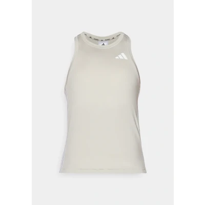 Image of adidas Women&#039;s Train Essentials 3 Stripes Workout Tank, Wonder Alumina/White, L