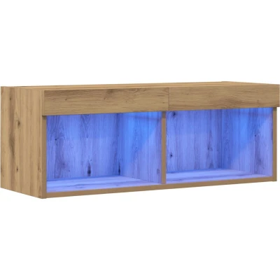 Image of vidaXL TV Wall Cabinet with LED Lights Artisan Oak 80x30x30 cm
