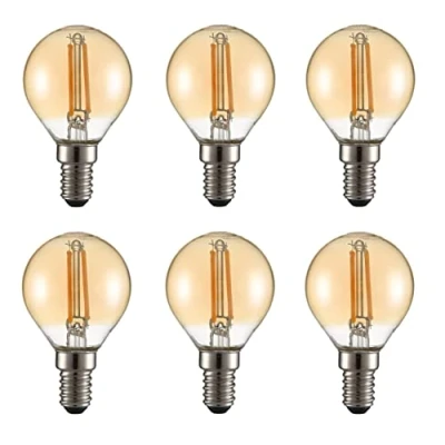 Image of TEKLED® Golf Ball Filament Vintage LED Bulbs P45 E14 Small Edison Screw Energy Saving 2W Light Bulb 22W Equivalent NONDIMMABLE Amber 2400K 220LM 6 Pack Warm White