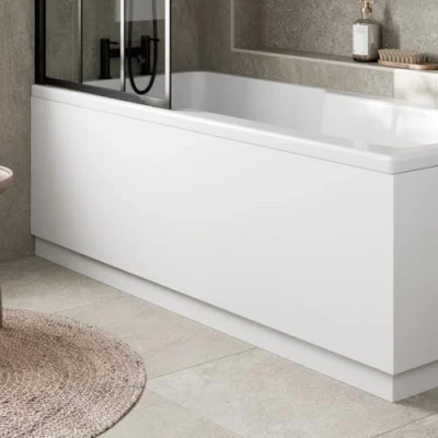 Image of Aurora® Modern 1800mm Front Side MDF Bath Panel 18mm Wooden Panels for Bathroom Baths Soaking Tubs, Adjustable Plinth, Easy to Cut, White Gloss