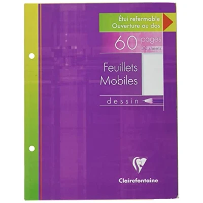 Image of Clairefontaine Ref 1360C Drawing &amp; Sketching Paper Sheets (Pack of 30 Sheets) 170 x 220mm, Plain Paper, 90gsm Brushed Vellum, Resealable Folder White