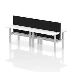 Image of Air B2B 1400x600mm Adjustable 4P Bench Desk CP White/Silver + Screen