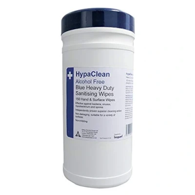 Image of HypaClean Blue Heavy Duty Sanitising Wipes (Drum of 150)
