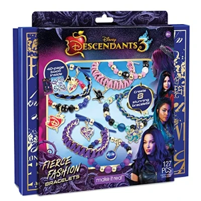 Image of Make It Real Disney Descendants 3 Fierce Fashion Jewellery DIY Bead and Charm Bracelet Making Kit Includes Supplies, Beads &amp; Charms Arts Craft for Kids