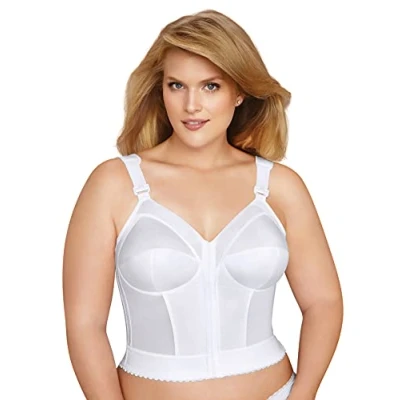 Image of Exquisite Form FULLY #5107530 Classic Support Slimming Full Coverage Longline Posture Bra, Front Closure, Wire Free, White, 40B