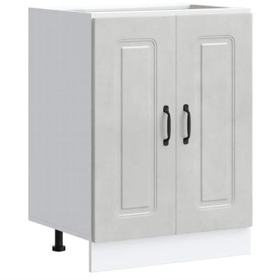 Image of vidaXL Kalmar Sink Base Cabinet Concrete Grey, 60x46x81.5 cm Engineered Wood Modern Style Ample Storage Adjustable Feet