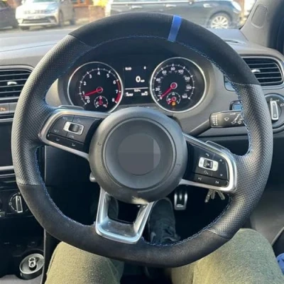 Image of AOOSIR Steering Wheel Protector Customized Car Cover Hand Sewing Braid For VW Golf 7 GTI MK7 Polo Scirocco 2015 2016 (Color : Style 3)