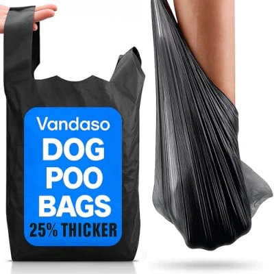 Image of Large Dog Poo Bags Black 200 Pack, 40% Thicker &amp; 25% Larger Poop Bag with Easy Tie Handles, 100% Leak Proof, Odour Free Pet Waste Disposal, Discreet Opaque