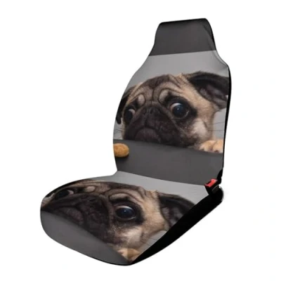 Image of Cmagnifico Car Cover Seats Front, Cute Pug Dog Seat Cover, Universal Protector
