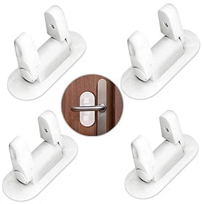 Image of 4Pcs Kids Handle Door Lever Lock Baby Safety Locks Latches Child Proof with 3M Adhesive for Toddler