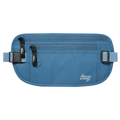 Image of MoKo Secure Travel Money Belt, Undercover Hidden RFID Blocking Wallet, Anti Theft Passport Wallets for Men Women, Blue