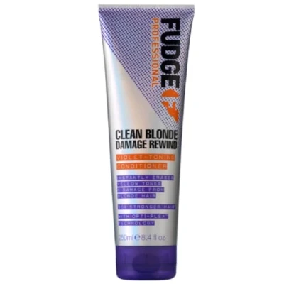 Image of Fudge Professional Clean Blonde Damage Rewind Conditioner, Intense Purple Toning for Hair, Bond Repair Technology, Sulfate Free, 250 ml