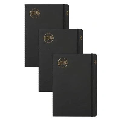 Image of nu: Notebooks Kraft Range Black Stitched Spine A5 Notebook Stationery Professional Notepad Multipack of 3