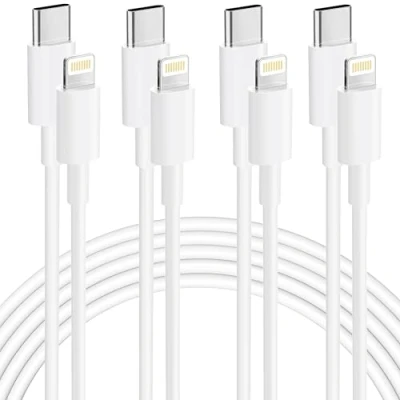 Image of USB C to Lightning Cable 2M, 4Pack [Apple MFi Certified] iPhone Fast Charger PD Charging Type for 14 13 12 11 Pro Max XS XR X 8 7 6 Plus 5 5s SE, iPad