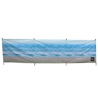 Image of OLPRO Outdoor Leisure Products Steel Compact Windbreaks 4 Pole Patterned Windbreak 4.8m Long (The Beach)