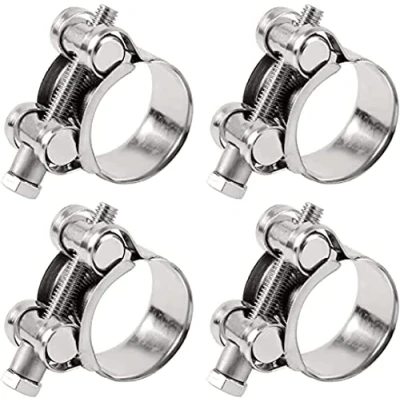 Image of T Bolt Hose Clamps, Adjust Tube Clamps 23 25mm 304 Stainless Steel Heavy Duty Pipe (4 Pcs)