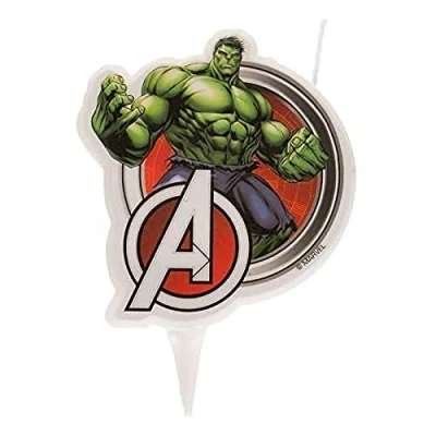 Image of Dekora 346221 Avengers Hulk 2D Candle for Decoration, Multicoloured, 2 x 7 15 cm