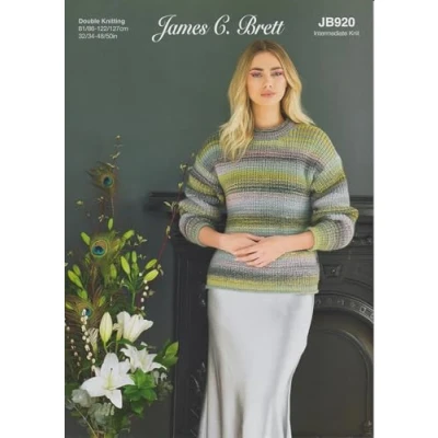 Image of James Brett Ladies Sweater Double Knitting Pattern Womens Jumper (JB920)