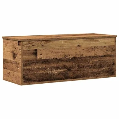Image of vidaXL storage trunk old wood 90x35x35cm rustic chest reclaimed wooden organizer box for living room, bedroom