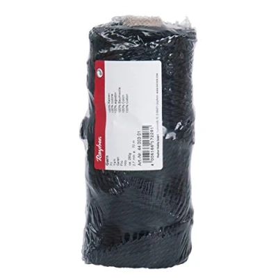 Image of Rayher Poly Cotton Crochet Thread, Yarn for Craft, Floristry and Decorations, Macrame Cord with a Diameter of 3.7mm, 280g, 70m, black, 4400301