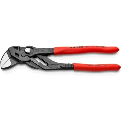 Image of Knipex pliers wrench and a in single tool grey atramentized, plastic coated 180 mm 86 01