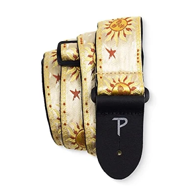 Image of Perri’s Leathers Ltd. Guitar Strap Nylon Jacquard Hello Sunshine Gold Adjustable For Acoustic/Bass/Electric Guitars Made in Canada (TWS 7247)