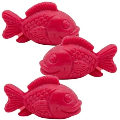 Image of La Maison du Savon de Marseille French Fish Shaped Soap for Body Wash or Decoration Raspberry Fragrance 20g Novelty Bar Set of 3
