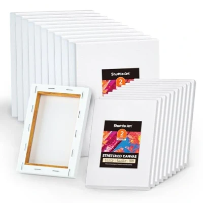 Image of Shuttle Art Canvas for Painting, 20 PCS Stretched Blank Boards, 5x7, 8x10 Inches (10 of Each), 100% Cotton, Primed White Painting Canvas, Canvases Acrylic, Oil, Acrylic Pouring
