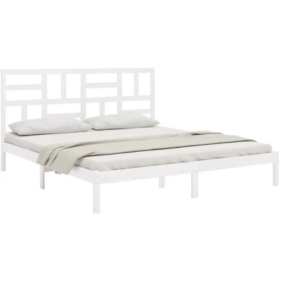 Image of vidaXL Bed Frame without Mattress White Solid Wood 180x200 cm Super King