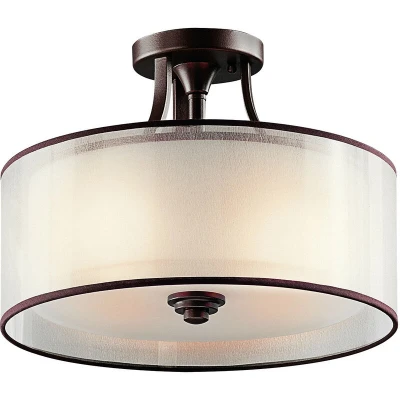 Image of Lacey 3 Light Small Semi Flush Mount Ceiling Mission Bronze, E27