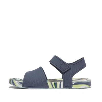 Image of Fitflop iQUSHION Kids Junior Swirly Ergonomic B/S Sandals, Blue, 2 UK