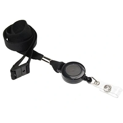 Image of ID Card It Holder Access Lanyards with Integrated Reel Black (25)