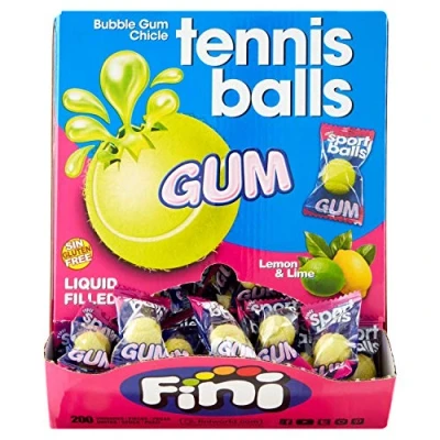 Image of FINI Tennis Balls Liquid Filled Bubblegum Retro Sweets &amp; Candy (100) VSTAR