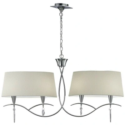 Image of Mara Ceiling Pendant 2 Arm 4 Light E14, Polished Chrome with Ivory White Shades