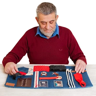 Image of Fidget Blanket for Dementia Calming &amp; Comforting Activities Seniors Products Elderly Helps Alzheimer’s, Dementia, Asperger’s, Anxiety