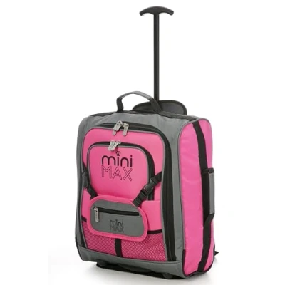 Image of MiniMax Travel Suitcase with Wheels Front Pocket for Toys/Dolls/Teddy Bears, Rosé Inim Xam, Bagage Cabine