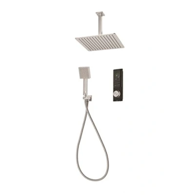Image of Triton HOME Digital Mixer Shower Square 2 Outlet All in One Ceiling Fixed Head with Wall Holder (Pumped)