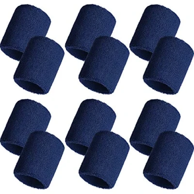 Image of 12 Pack Sweatbands Sports Wristband Cotton Sweat Band for Men and Women, Good Tennis, Basketball, Running, Gym, Working Out (Navy)