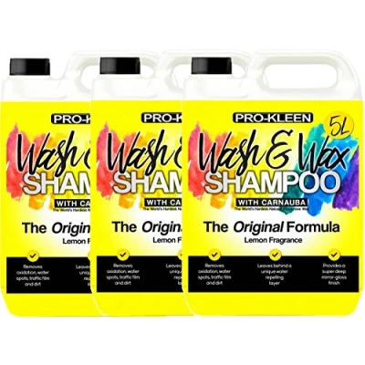 Image of 15L of Pro Kleen Wash &amp; Wax Car Shampoo With Added Carnauba pH Neutral Lemon fragrance