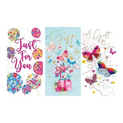 Image of 6pk Money Wallet With Envelope Gift Voucher Cards Multipack 3 Assorted Designs A for You Hold Cash Note Card New Relations, Occasions, Family (Design 1)
