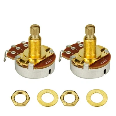 Image of FLEOR 2PCS Full Size A500K Audio Taper Potentiometer Guitar Tone Volume Control Pots L18mm Gold plated Copper Long Split Shaft