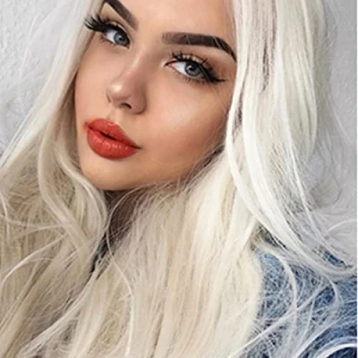 Image of Platinum Blonde Wigs Long Wavy Synthetic for Women White Lace Front Wig Pre Plucked Hairline Heat Resistant Fiber Glueless Cosplay Daily Halloween 24 Inches