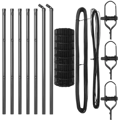 Image of vidaXL Euro Fence with 13 Posts 0.4x50 m Galvanised Steel Grey